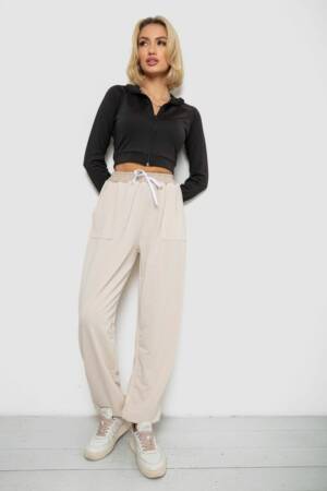 Спортивні штани жіночі, колір світло-бежевий, 201R348