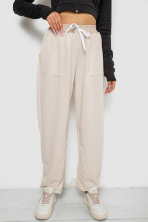 Спортивні штани жіночі, колір світло-бежевий, 201R348