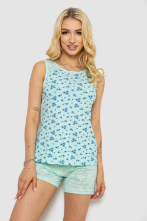 Піжама жіноча з принтом, колір м’ятний, 243R24470