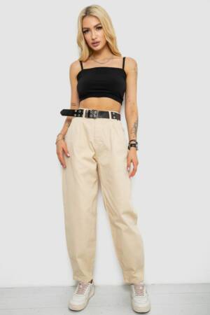 Джинси жіночі балони, колір бежевий, 250R00302