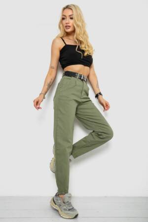 Джинси жіночі балони, колір хакі, 182R001052