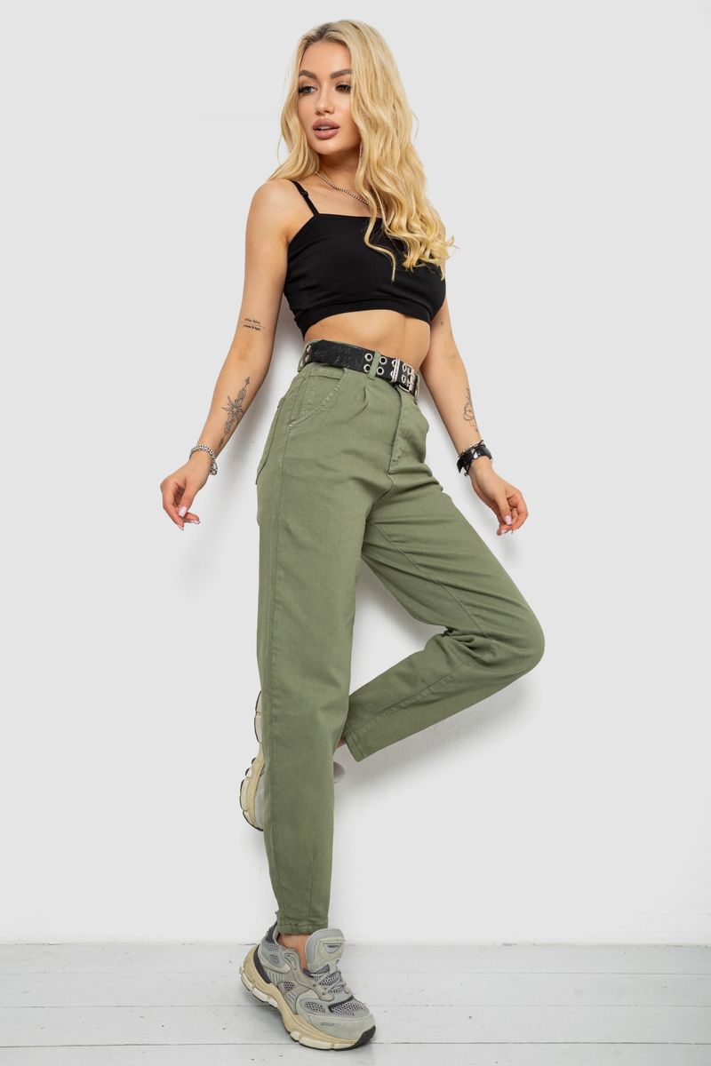 Джинси жіночі балони, колір хакі, 182R001052 - Зображення 2