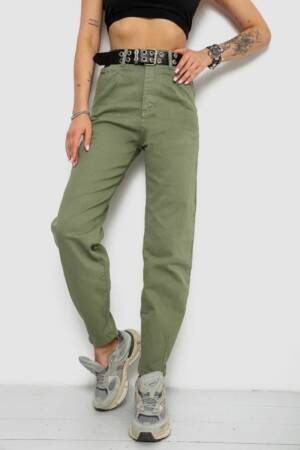 Джинси жіночі балони, колір хакі, 182R001052
