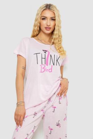Піжама жіноча з принтом, колір рожевий, 243R7156