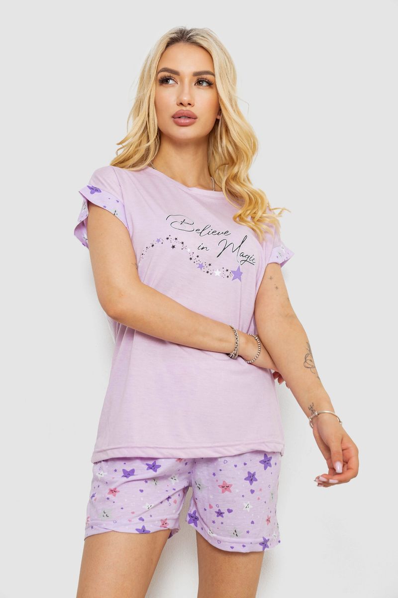 Піжама жіноча з принтом, колір бузковий, 243R2108