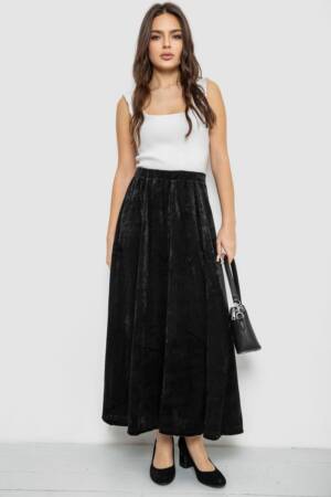Спідниця оксамитова годе, колір чорний, 167R375-1