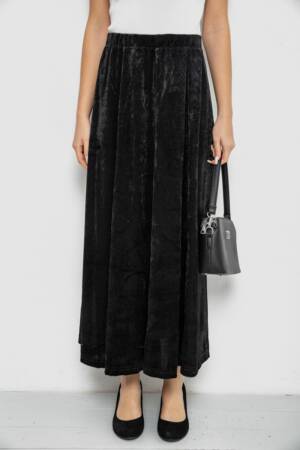 Спідниця оксамитова годе, колір чорний, 167R375-1