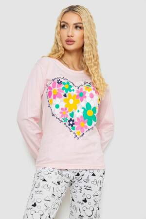 Піжама жіноча з принтом, колір рожевий, 243R1051