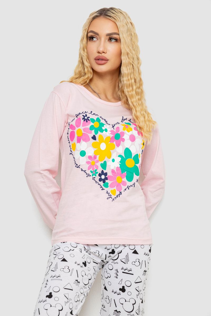 Піжама жіноча з принтом, колір рожевий, 243R1051 - Зображення 2