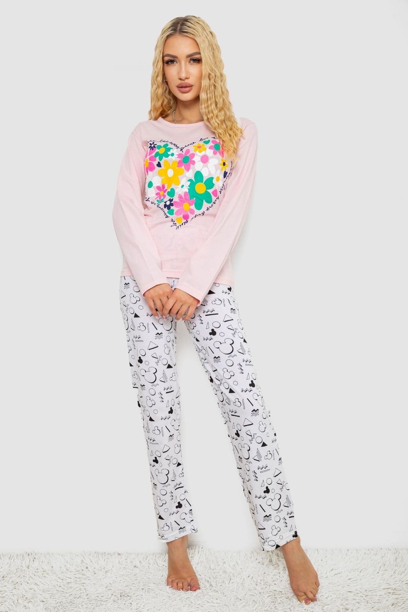Піжама жіноча з принтом, колір рожевий, 243R1051 - Зображення 3