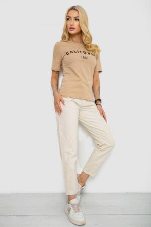 Футболка жіноча з принтом 241R130, колір бежевий, 241R131