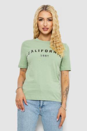 Футболка жіноча з принтом 241R130, колір оливковий, 241R131