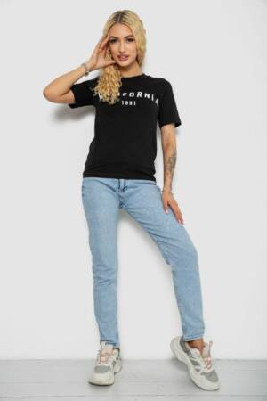 Футболка жіноча з принтом 241R130, колір чорний, 241R131
