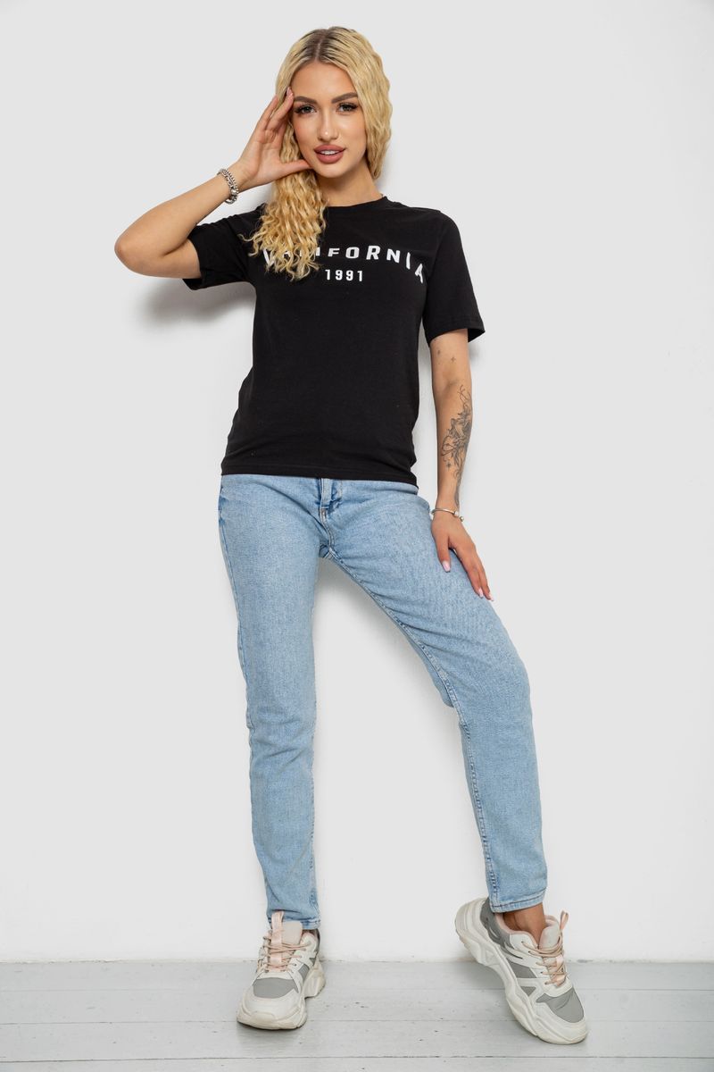 Футболка жіноча з принтом 241R130, колір чорний, 241R131 - Зображення 2