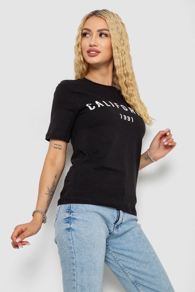 Футболка жіноча з принтом 241R130, колір чорний, 241R131 - Зображення 3