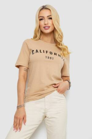 Футболка жіноча з принтом 241R130, колір бежевий, 241R131
