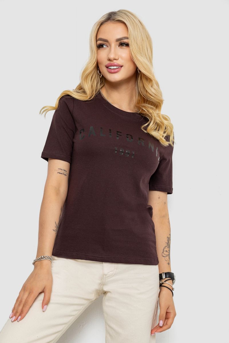 Футболка жіноча з принтом 241R130, колір шоколадний, 241R131