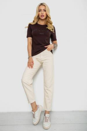 Футболка жіноча з принтом 241R130, колір шоколадний, 241R131