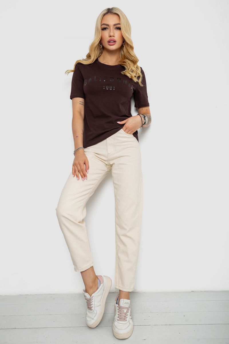 Футболка жіноча з принтом 241R130, колір шоколадний, 241R131