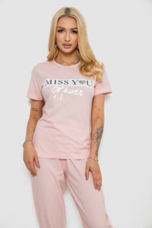 Піжама жіноча з принтом, колір рожевий, 243R9205