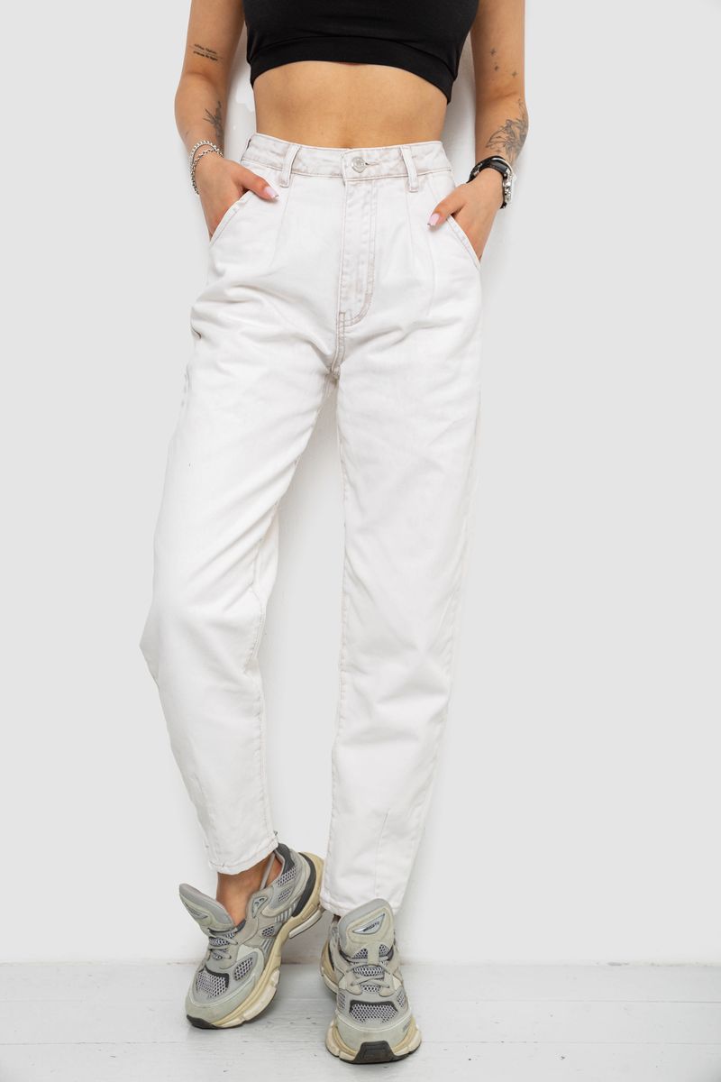 Джинси жіночі балони, колір бежевий, 182R1848