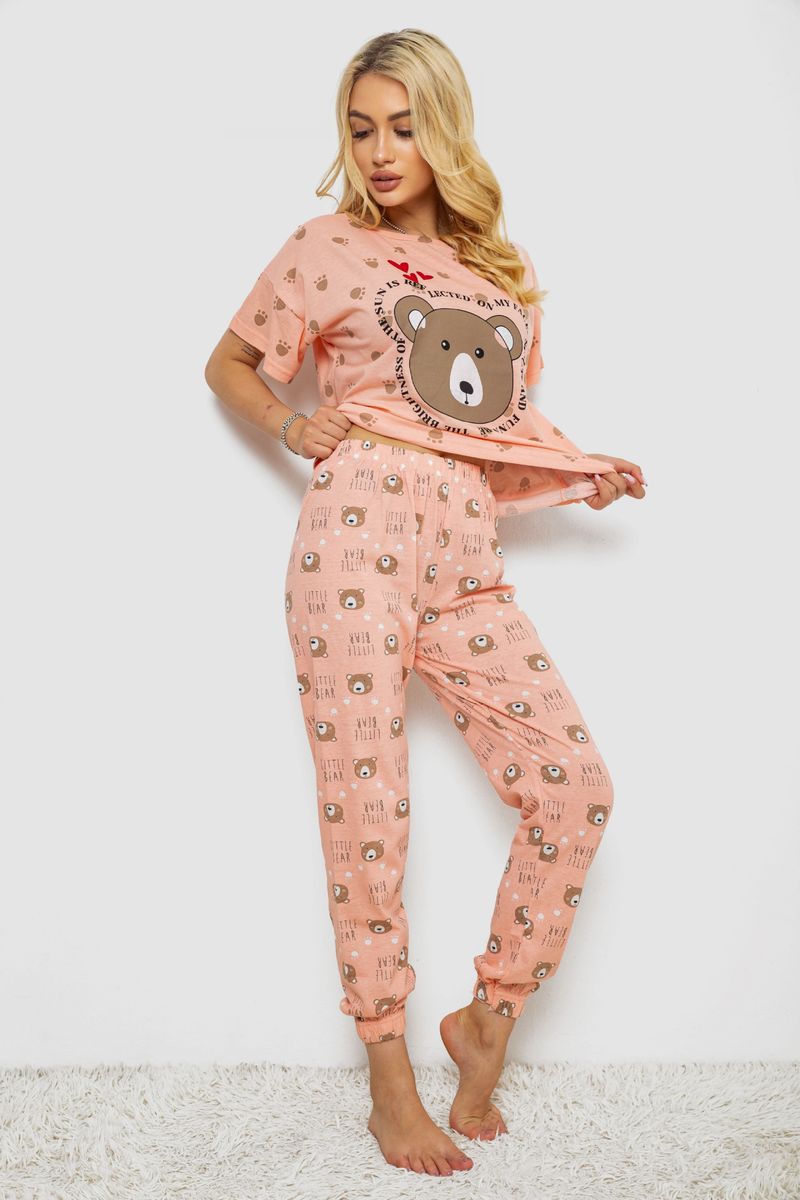 Піжама жіноча з принтом, колір персиковий, 243R15436 - Зображення 3