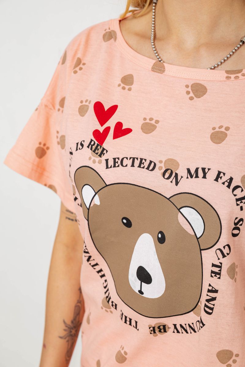 Піжама жіноча з принтом, колір персиковий, 243R15436 - Зображення 5