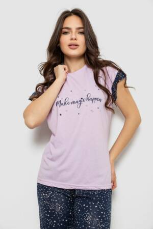 Піжама жіноча з принтом, колір бузковий, 243R2091