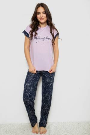 Піжама жіноча з принтом, колір бузковий, 243R2091