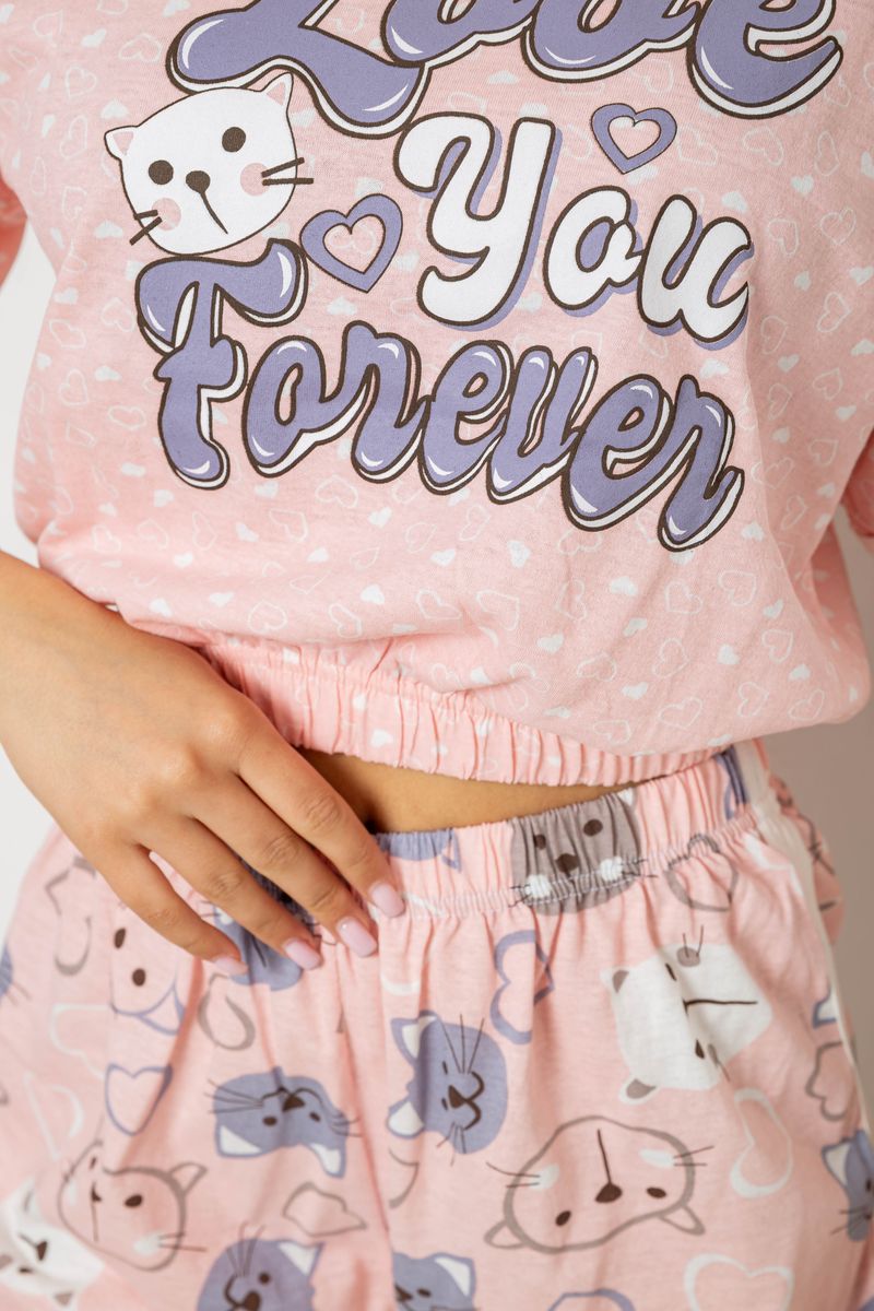 Піжама жіноча з принтом, колір рожевий, 243R15473 - Зображення 5