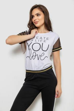 Піжама жіноча, колір білий, 243R1488-002