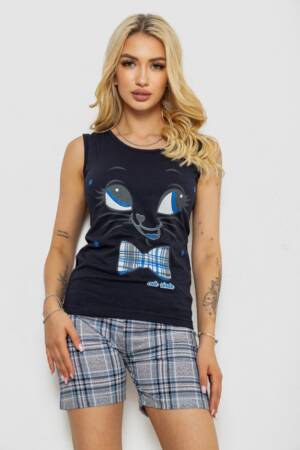 Піжама жіноча з принтом, колір синій, 243R2478