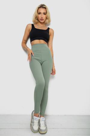 Лосини однотонні в рубчик, колір оливковий, 238R606-1