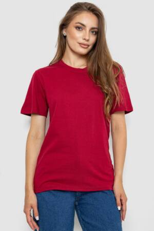 Футболка жіноча однотонна, колір бордовий, 238R112