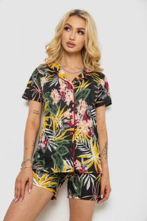 Піжама жіноча з принтом, колір різноколір, 243R70350