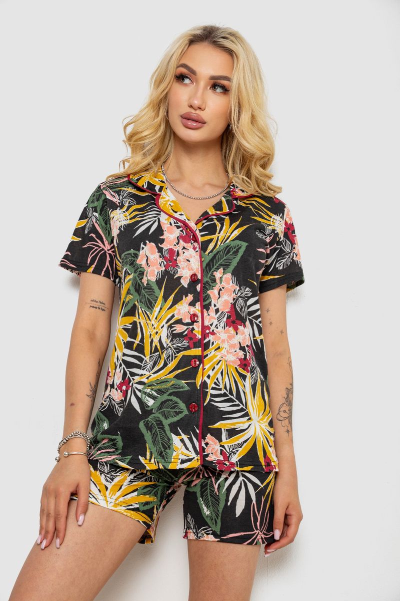 Піжама жіноча з принтом, колір різноколір, 243R70350