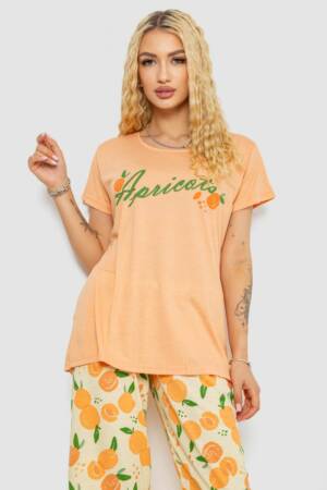 Піжама жіноча з принтом, колір помаранчевий, 243R7141