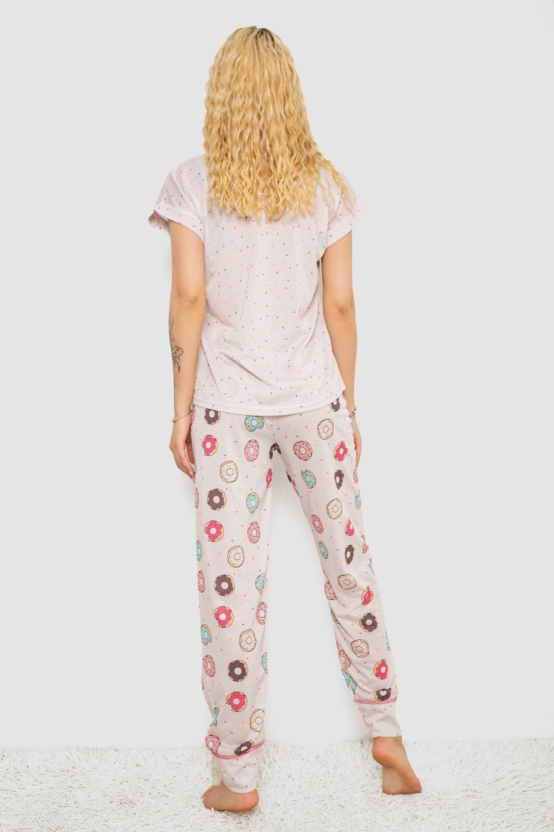 Піжама жіноча з принтом, колір пудровий, 243R6015 - Зображення 4
