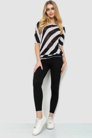 Жіноча кофта в смужку, колір чорно-білий, 244R0263