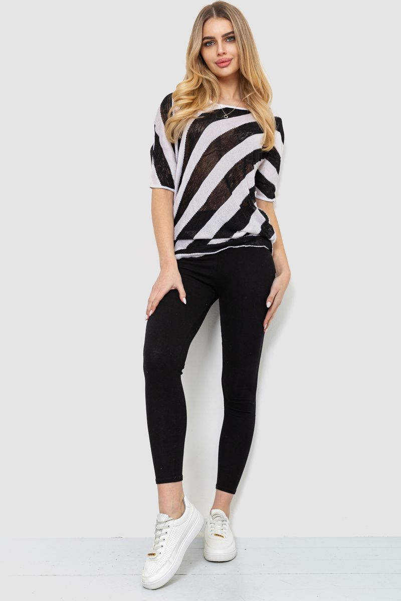 Жіноча кофта в смужку, колір чорно-білий, 244R0263