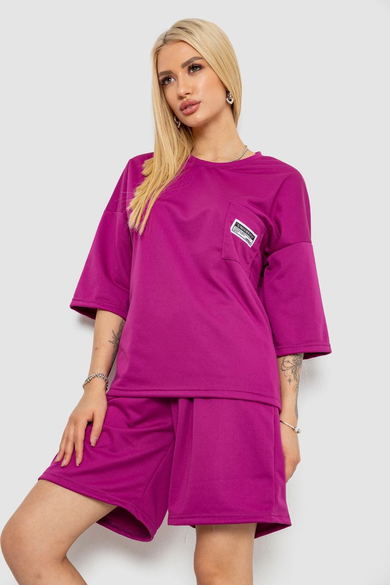Костюм жіночий однотонний, колір фуксія, 238R116-1 - Зображення 3