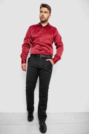 Сорочка чоловіча в смужку, колір червоний, 214R5828