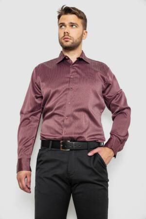 Сорочка чоловіча в смужку, колір бордовий, 214R5828