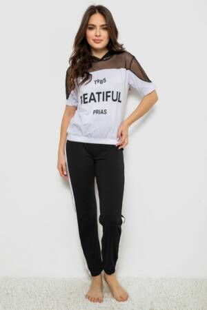 Піжама жіноча, колір білий, 243R1488-003