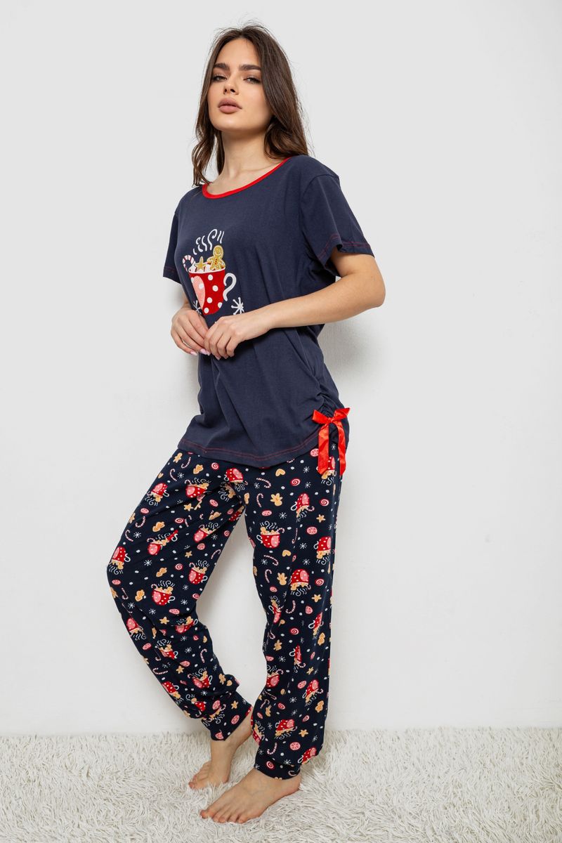 Піжама жіноча з принтом, колір синій, 243R1600-012 - Зображення 3
