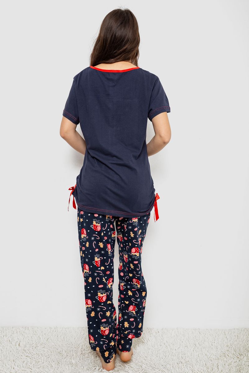 Піжама жіноча з принтом, колір синій, 243R1600-012 - Зображення 4