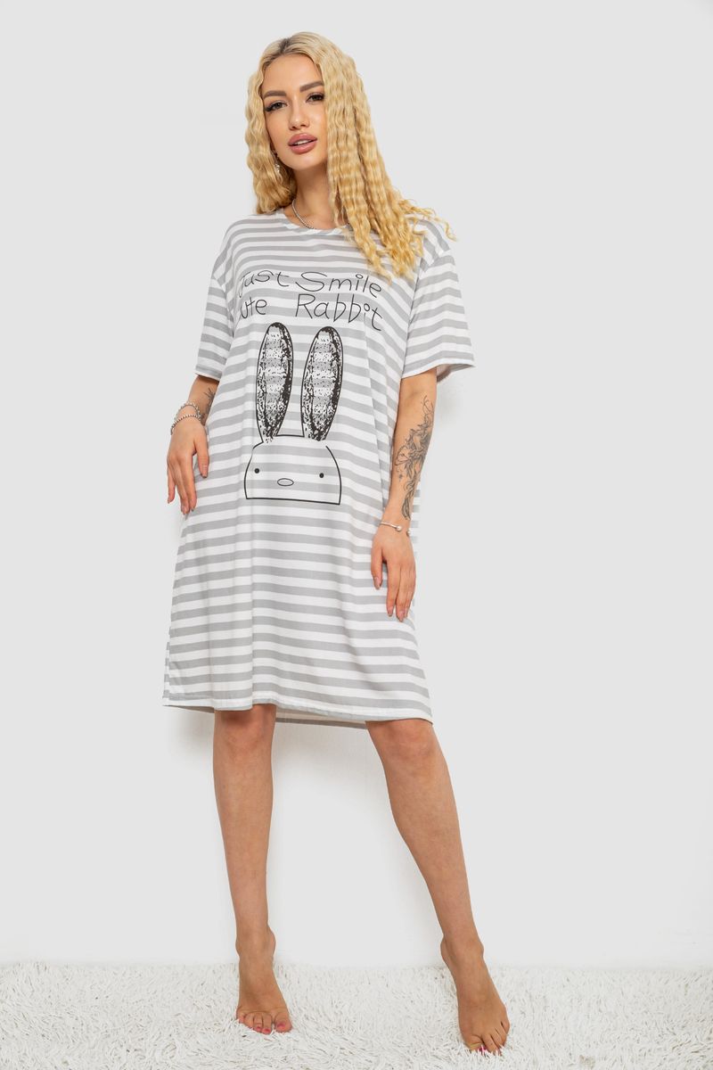 Нічна сорочка, колір сіро-білий, 238R335-7 - Зображення 2