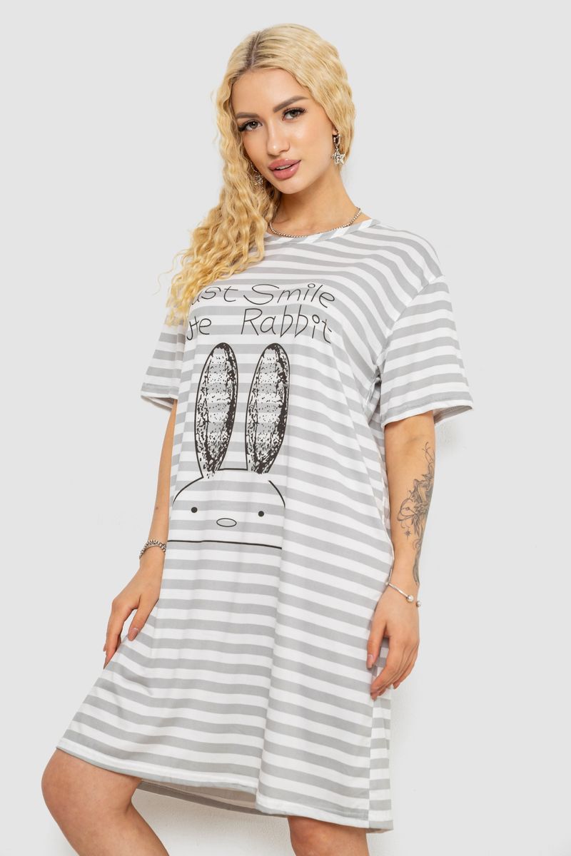 Нічна сорочка, колір сіро-білий, 238R335-7 - Зображення 3