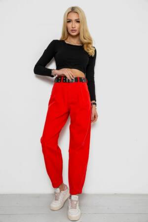 Джинси жіночі балони, колір червоний, 250R00276