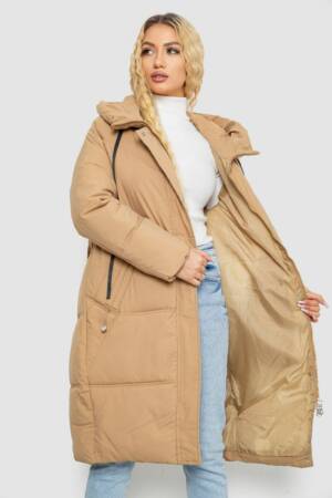 Пуховик жіночий зимовий, колір темно-бежевий, 243R8801
